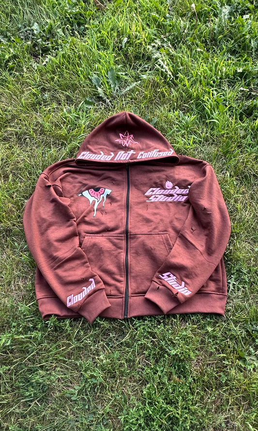 Clouded Studios Signature Midweight Zip Up Pre Order Brown