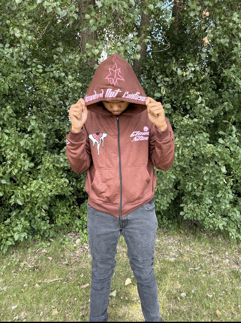 Clouded Studios Signature Midweight Zip Up Pre Order Brown